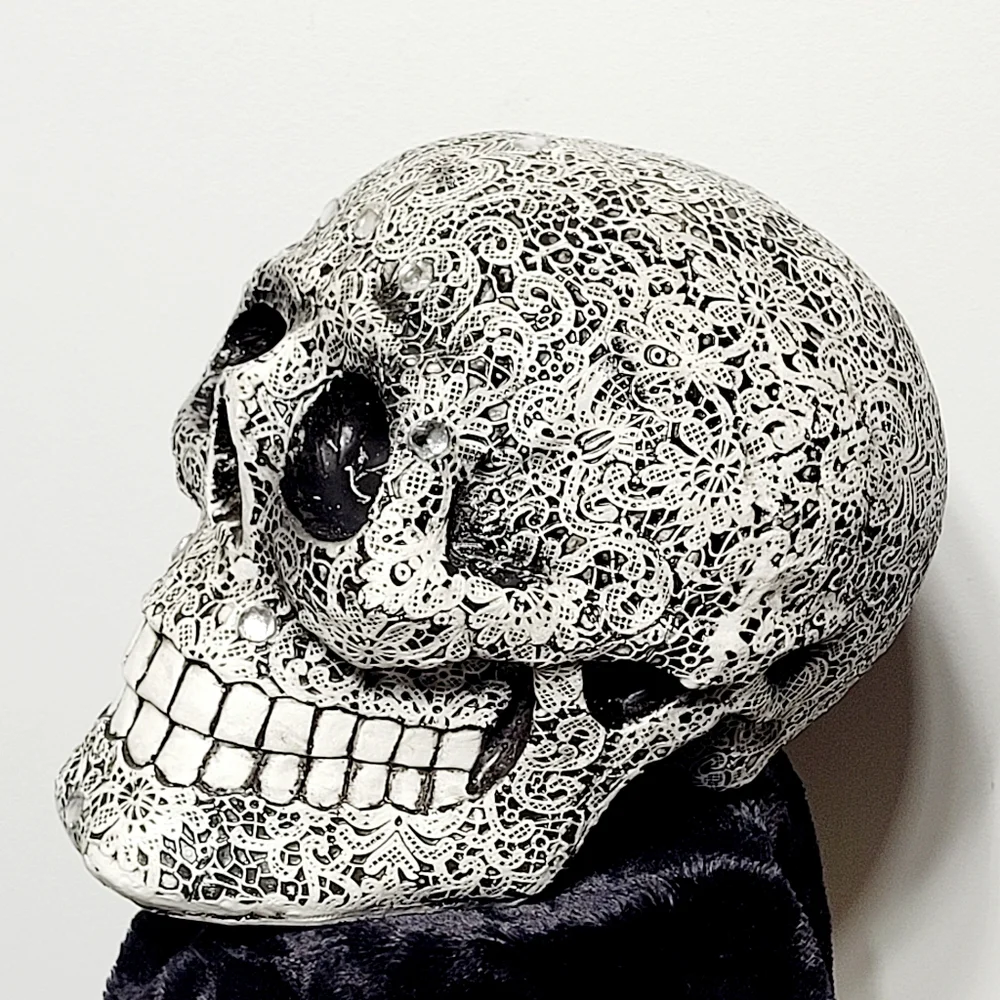 Day of the Dead Gothic Halloween Skull Laced & Jeweled